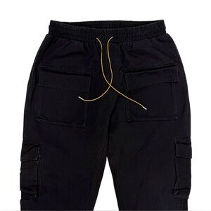 Rhude Cargo Pants Men XL Black Rifle Trouser Utility Drawstring Pockets Snap USA